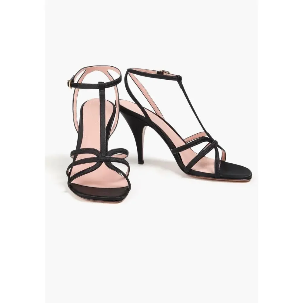 Zimmermann Black Satin Strappy Heels Sandals EU 38 Ankle Strap Women's